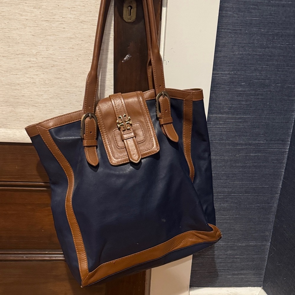 Tory Burch Navy and Brown leather Tote Bag